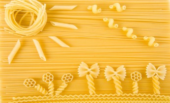 Pasta paper plate collage